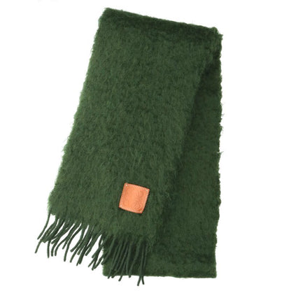 LOEWE Mohair Wool Scarf Green Size ONE SIZE