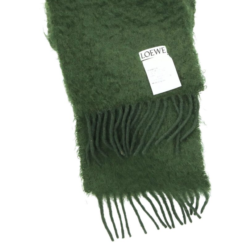 LOEWE Mohair Wool Scarf Green Size ONE SIZE