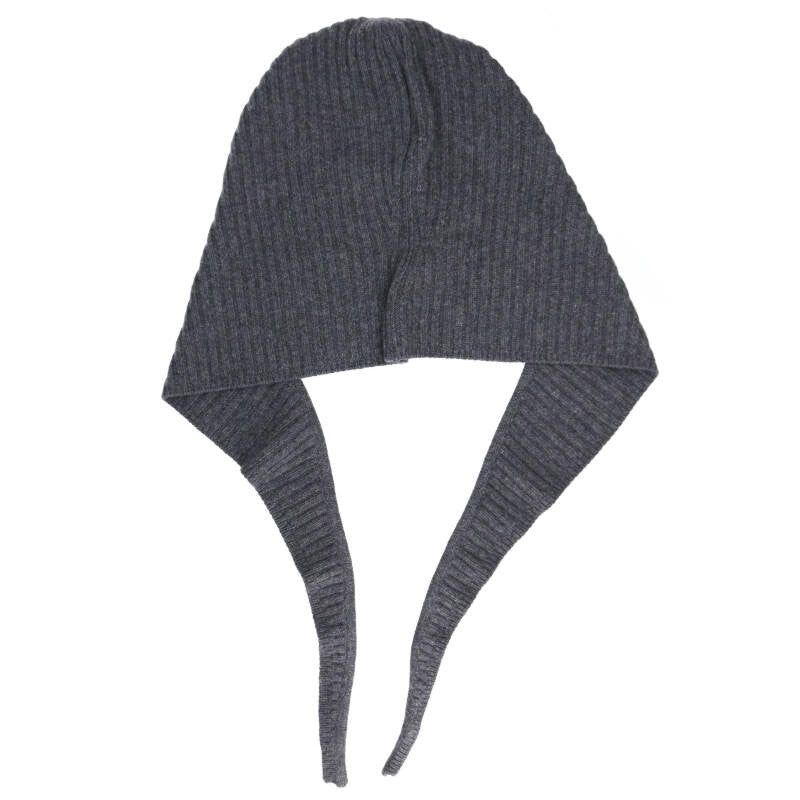 GANNI Logo Embroidered Balaclava Hood Gray Size ONE SIZE