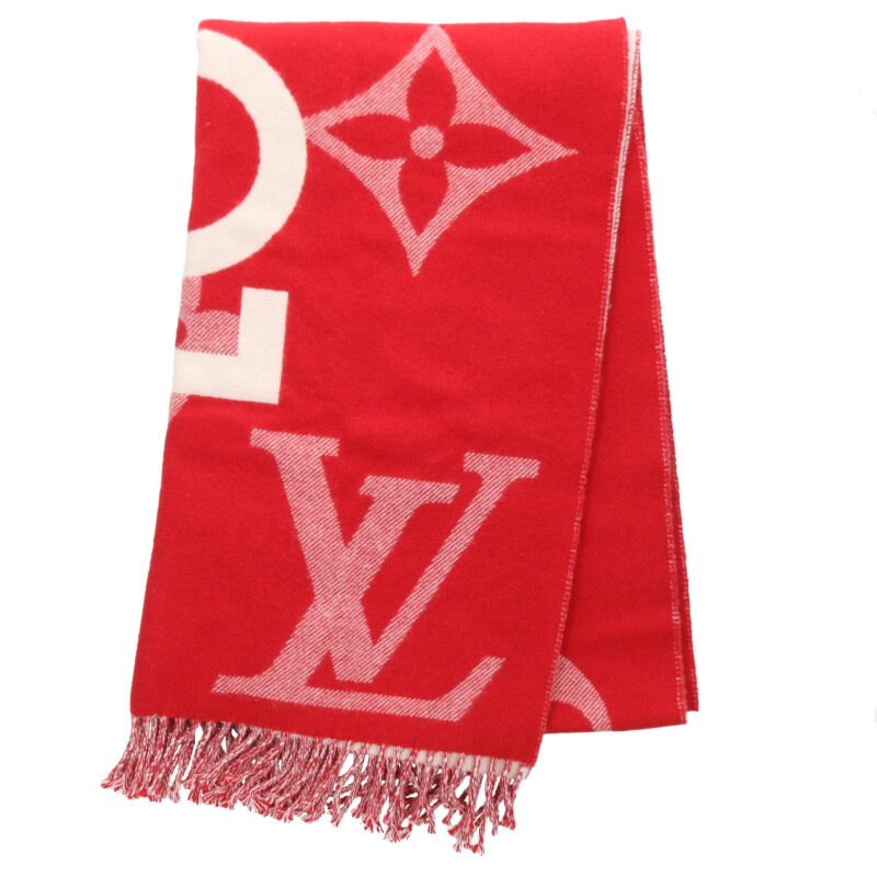 Louis Vuitton Monogram scarf Red x White