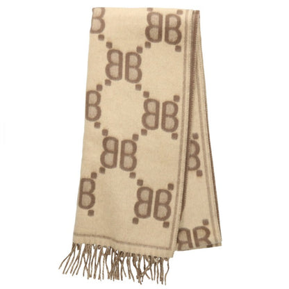 Balenciaga Hacker Project Cashmere wool blend BB logo scarf Beige x Brown