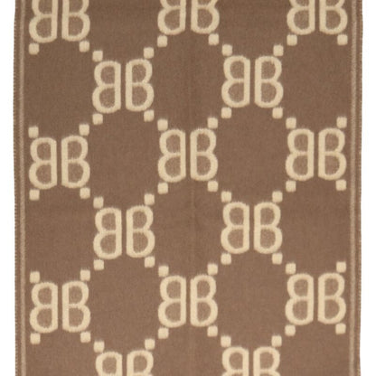 Balenciaga Hacker Project Cashmere wool blend BB logo scarf Beige x Brown
