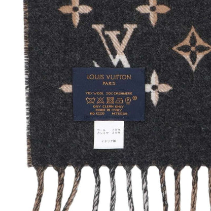 Louis Vuitton Wool Cashmere Scarf Gray x Beige