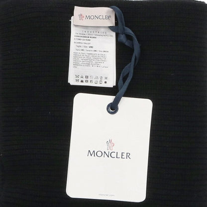 MONCLER Logo Patch Cashmere Wool Muffler Black Size ONE SIZE