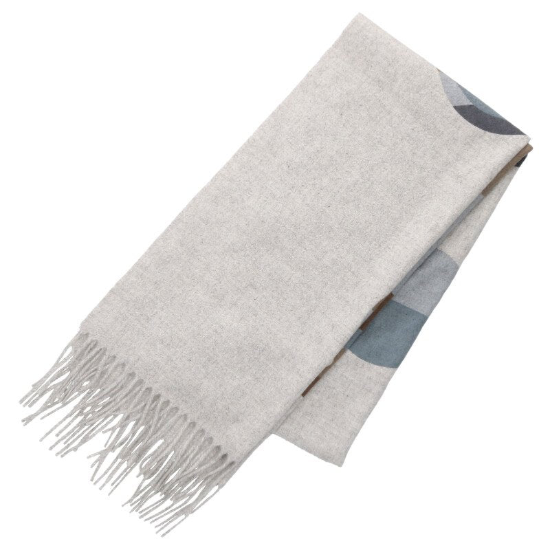 HERMES Theoreme D'Equateur Cashmere Scarf Gray Size ONE SIZE