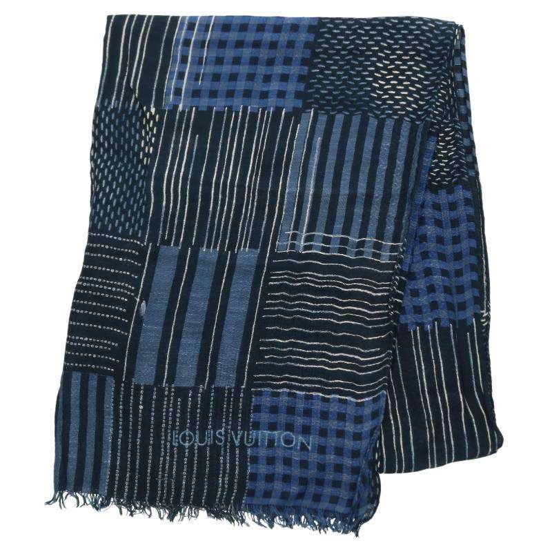 LOUISVUITTON Sashiko Patchwork Scarf Blue Size ONE SIZE