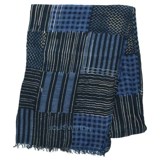 LOUISVUITTON Sashiko Patchwork Scarf Blue Size ONE SIZE