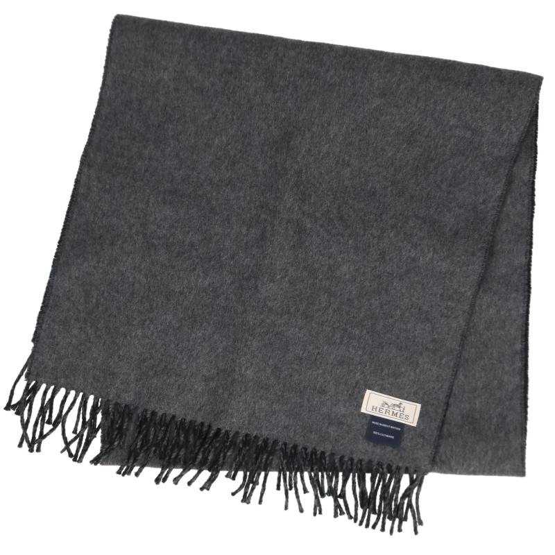 HERMES Recto Verso Logo Embroidered Scarf Grey Size ONE SIZE