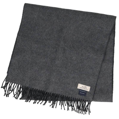 HERMES Recto Verso Logo Embroidered Scarf Grey Size ONE SIZE