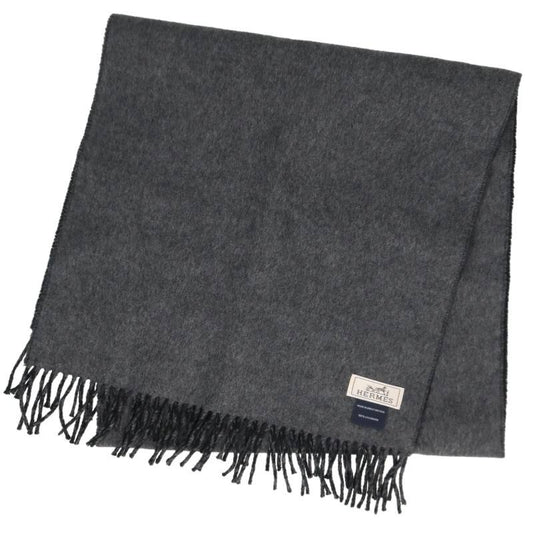 HERMES Recto Verso Logo Embroidered Scarf Grey Size ONE SIZE
