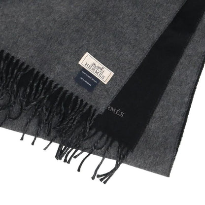 HERMES Recto Verso Logo Embroidered Scarf Grey Size ONE SIZE