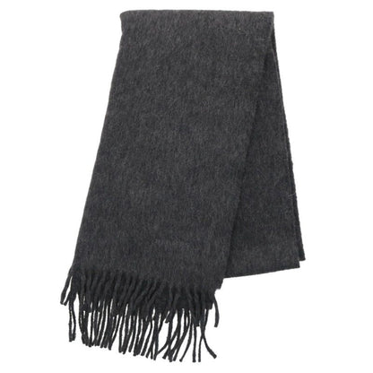 HERMES Cashmere Fringe Scarf Gray Size ONE SIZE