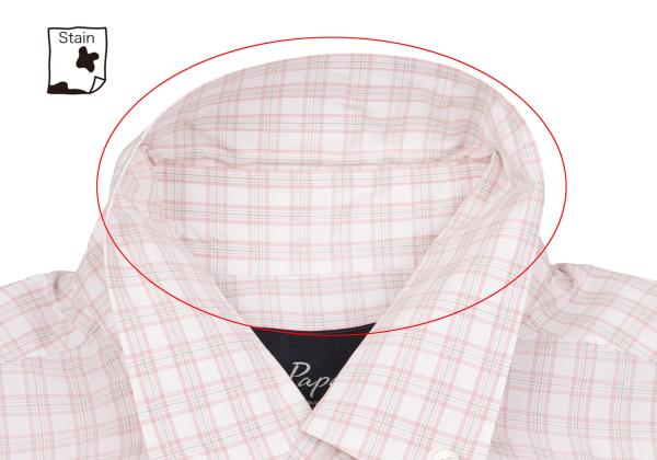 Papas Cotton Check Button Down Shirt White Multi Size M
