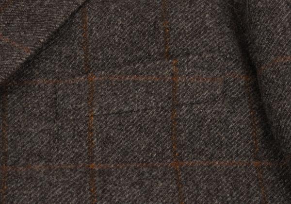 Papas Wool Check Tailored Blazer Mocha Brown Size 50