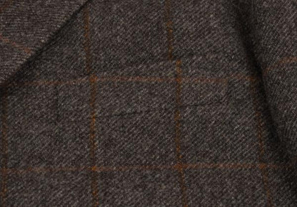 Papas Wool Check Tailored Blazer Mocha Brown Size 50