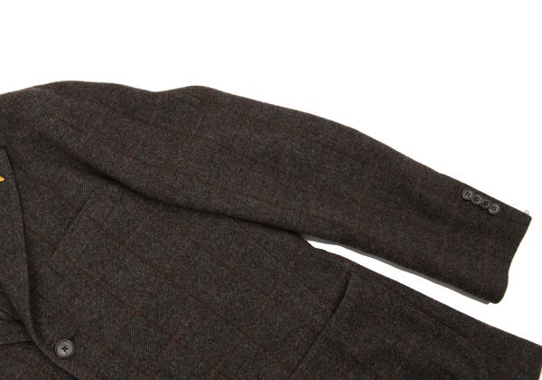 Papas Wool Check Tailored Blazer Mocha Brown Size 50