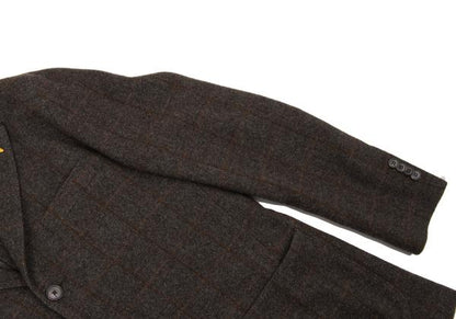 Papas Wool Check Tailored Blazer Mocha Brown Size 50
