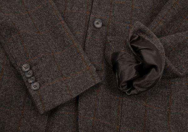 Papas Wool Check Tailored Blazer Mocha Brown Size 50