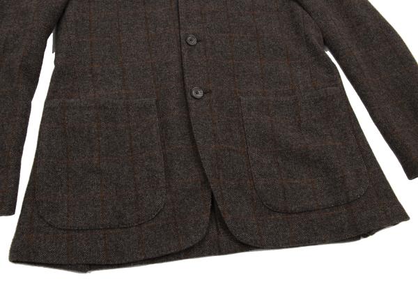 Papas Wool Check Tailored Blazer Mocha Brown Size 50