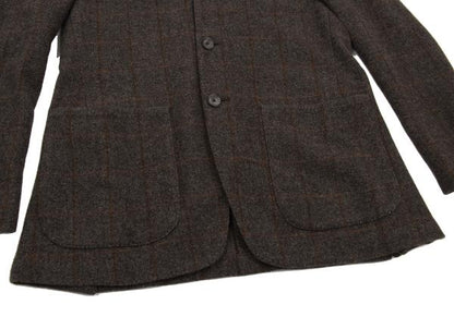 Papas Wool Check Tailored Blazer Mocha Brown Size 50