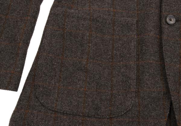 Papas Wool Check Tailored Blazer Mocha Brown Size 50