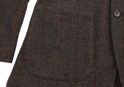 Papas Wool Check Tailored Blazer Mocha Brown Size 50