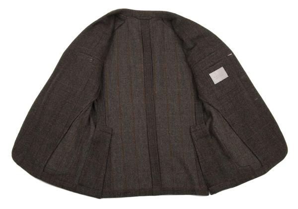 Papas Wool Check Tailored Blazer Mocha Brown Size 50