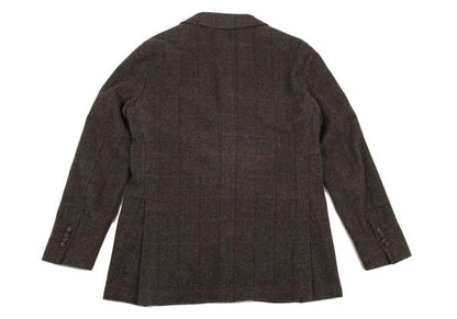 Papas Wool Check Tailored Blazer Mocha Brown Size 50