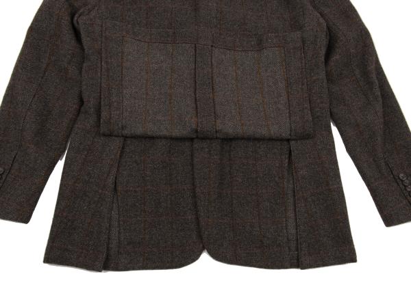 Papas Wool Check Tailored Blazer Mocha Brown Size 50