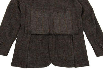 Papas Wool Check Tailored Blazer Mocha Brown Size 50