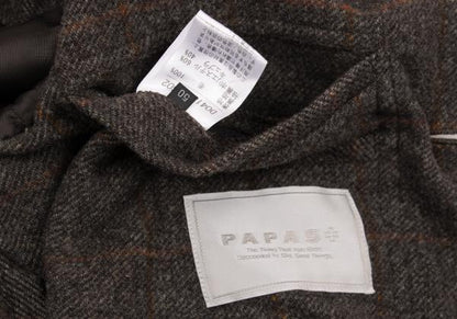 Papas Wool Check Tailored Blazer Mocha Brown Size 50
