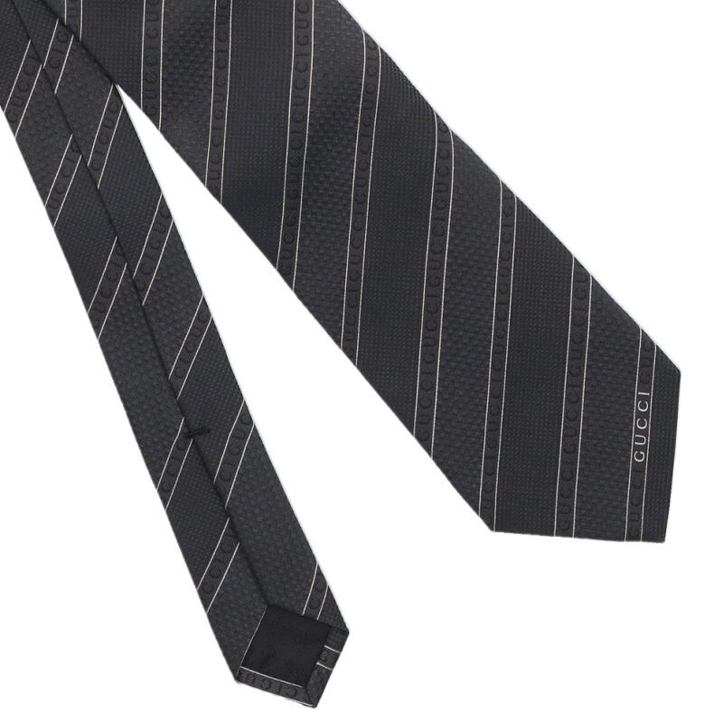 GUCCI Logo Silk Tie Black Size ONE SIZE