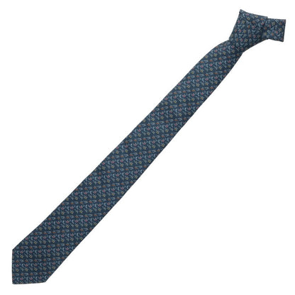 HERMES H Pattern Silk Tie Navy Size ONE SIZE