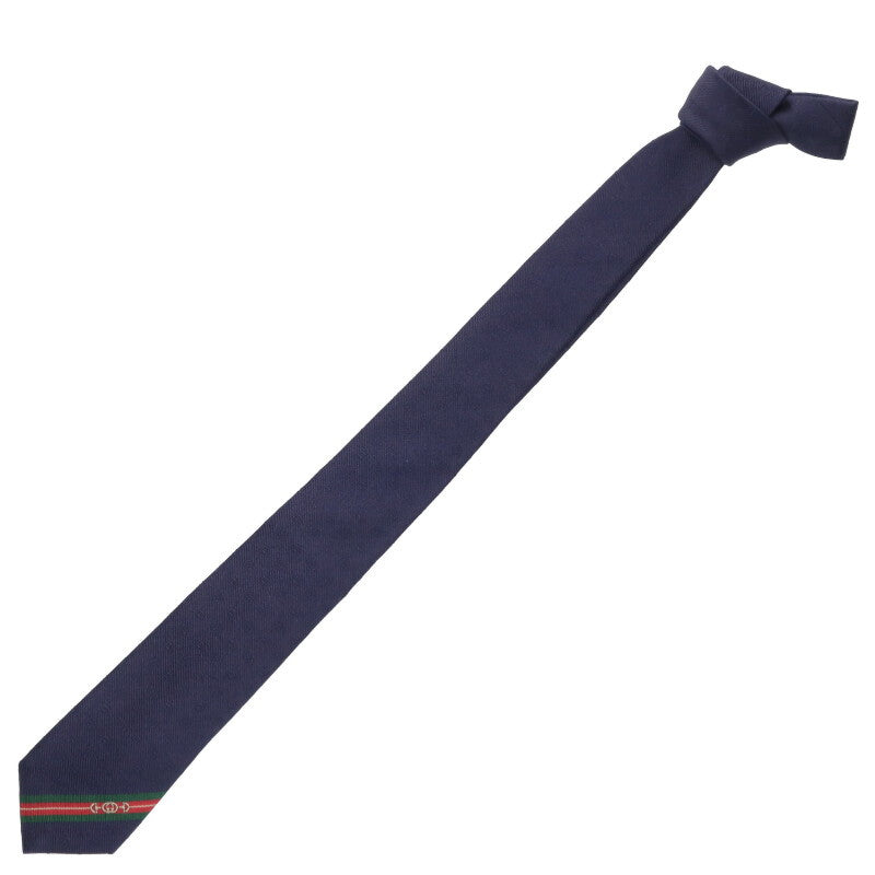 GUCCI Interlocking G Horsebit Silk Tie Navy Size ONE SIZE