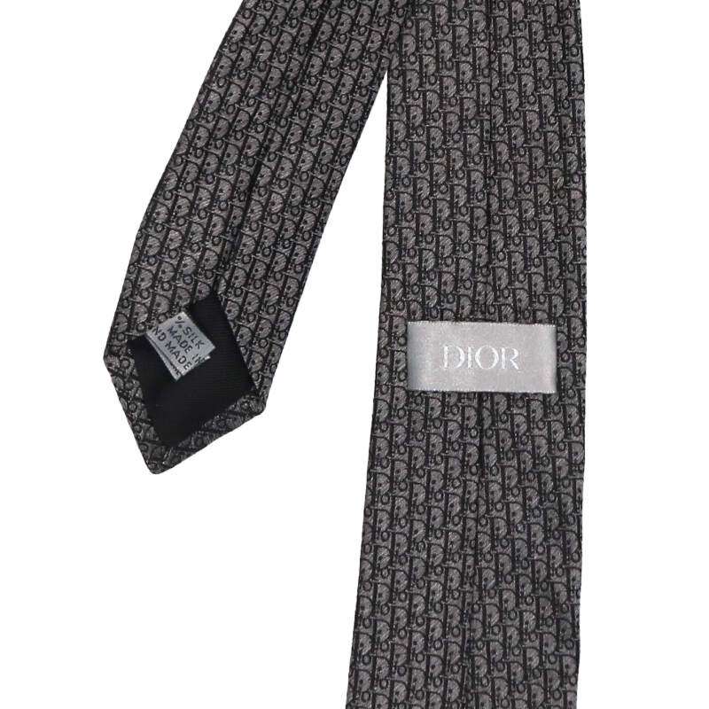 DIOR Oblique Silk Tie Gray Size ONE SIZE