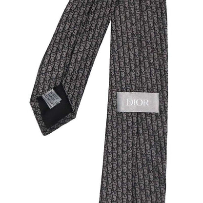 DIOR Oblique Silk Tie Gray Size ONE SIZE