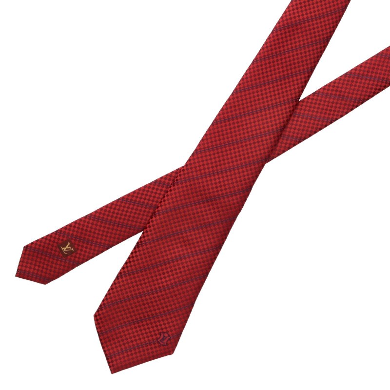 Louis Vuitton Micro Damier Regimental Tie Red