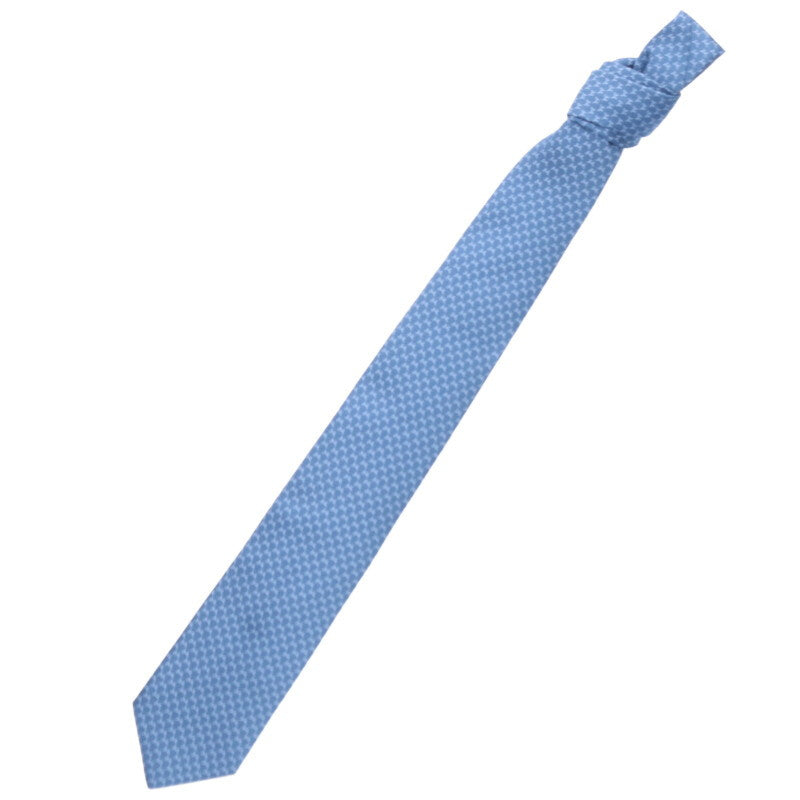 HERMES Silk Twill Tie Blue Size ONE SIZE