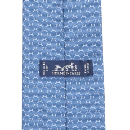 HERMES Silk Twill Tie Blue Size ONE SIZE
