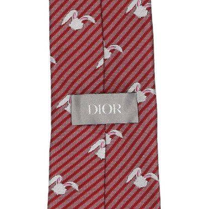 DIOR Red All-Over Striped Silk Tie Size ONE SIZE