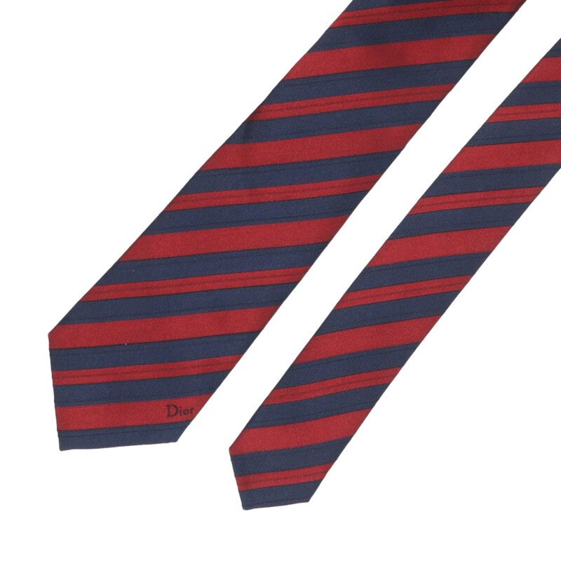 DIOR 26SS Regimental Silk Tie Red/Navy Size ONE SIZE Multi