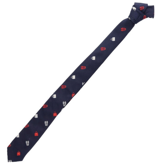 THOM BROWNE Multi-motif Embroidered Tie Navy Size ONE SIZE