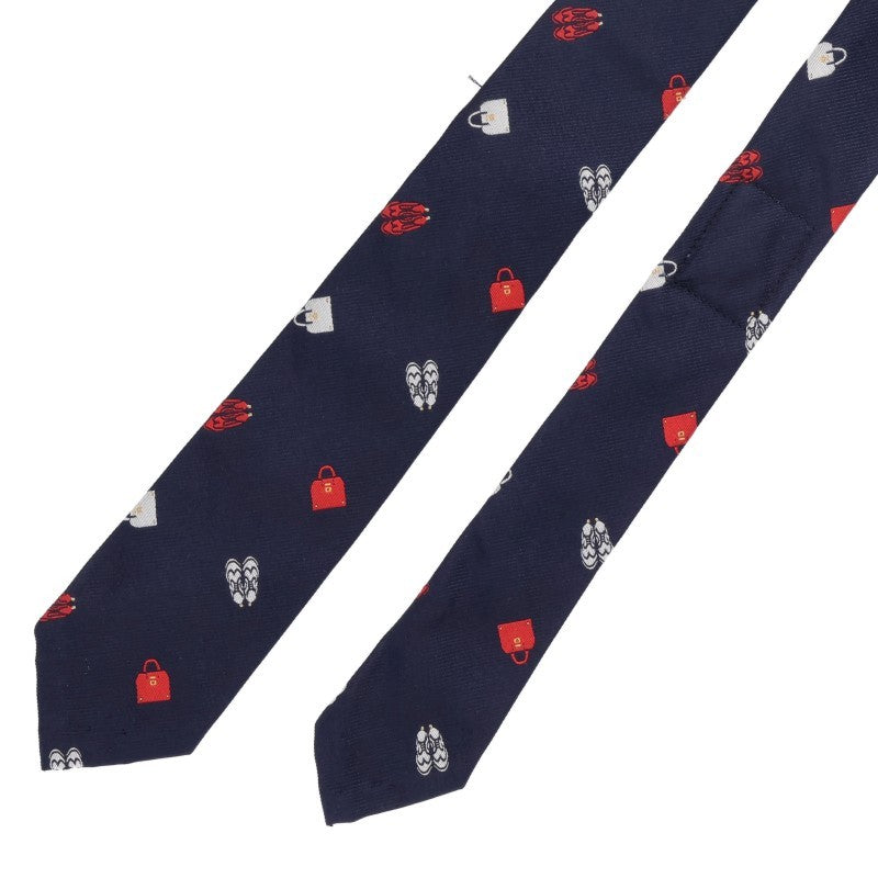 THOM BROWNE Multi-motif Embroidered Tie Navy Size ONE SIZE