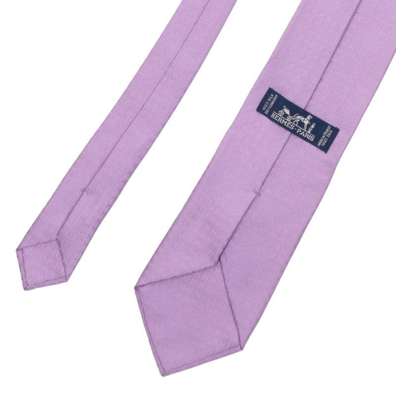 HERMES Purple Jacquard H-Pattern Silk Tie