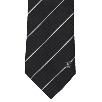 LOUISVUITTON Black Micro Damier Silk Tie