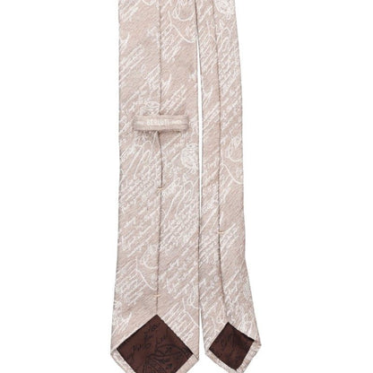 Berluti Calligraphy All-Over Silk Tie Beige Size ONE SIZE