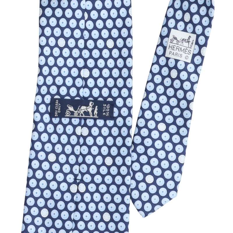 HERMES Light Blue Silk Patterned Tie