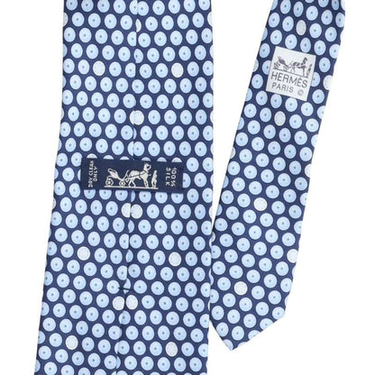 HERMES Light Blue Silk Patterned Tie