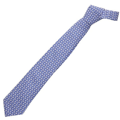 HERMES Silk Patterned Tie Blue