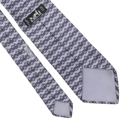 HERMES Silk All-Over Pattern Tie Gray